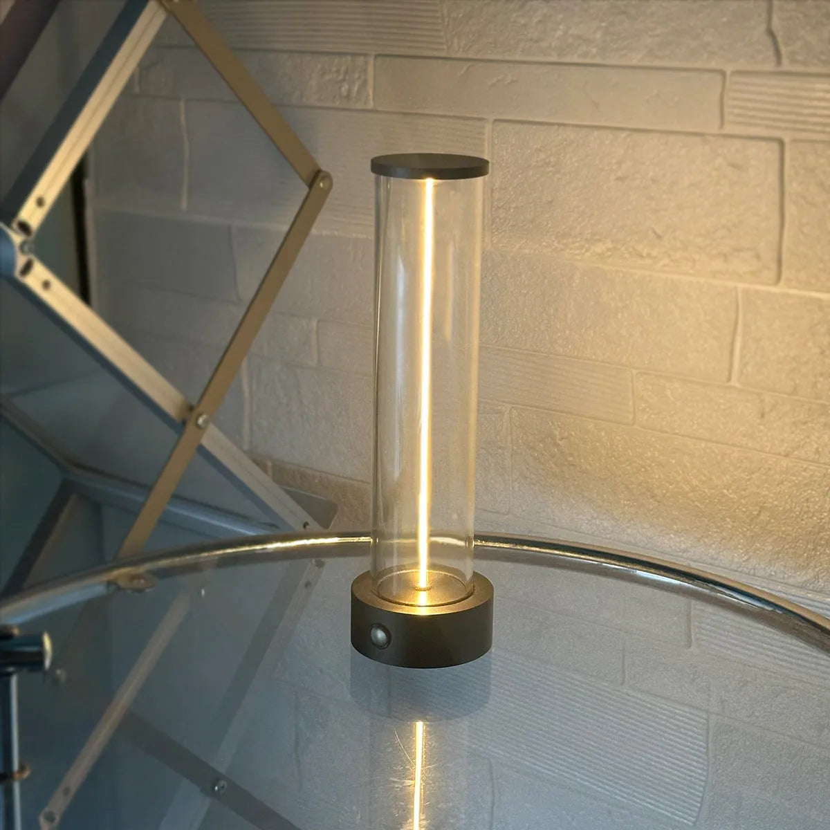 Slender modern LED glass light strip with magnetic back for USB-powered ambient lighting.