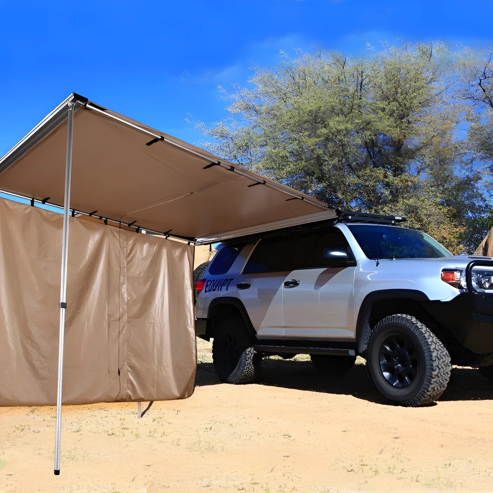 Black glue-treated car sunshade and camping tent with aluminium alloy poles in multiple size options
