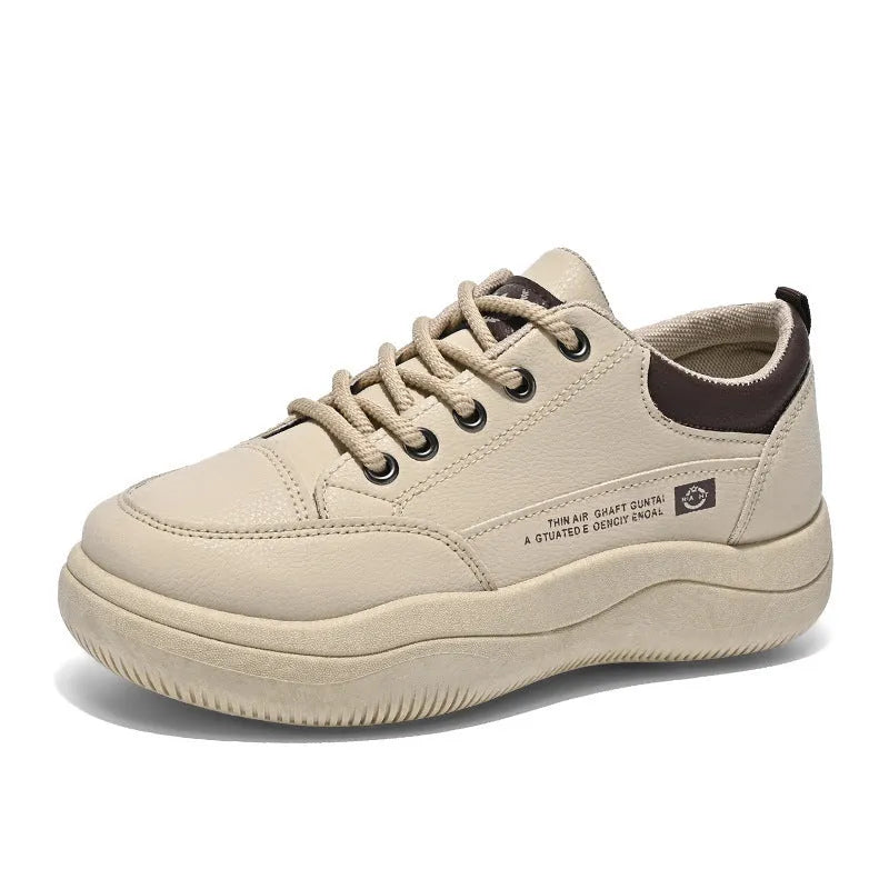 Women's white Korean-style lace-up pumps with cross straps and mid-heel design