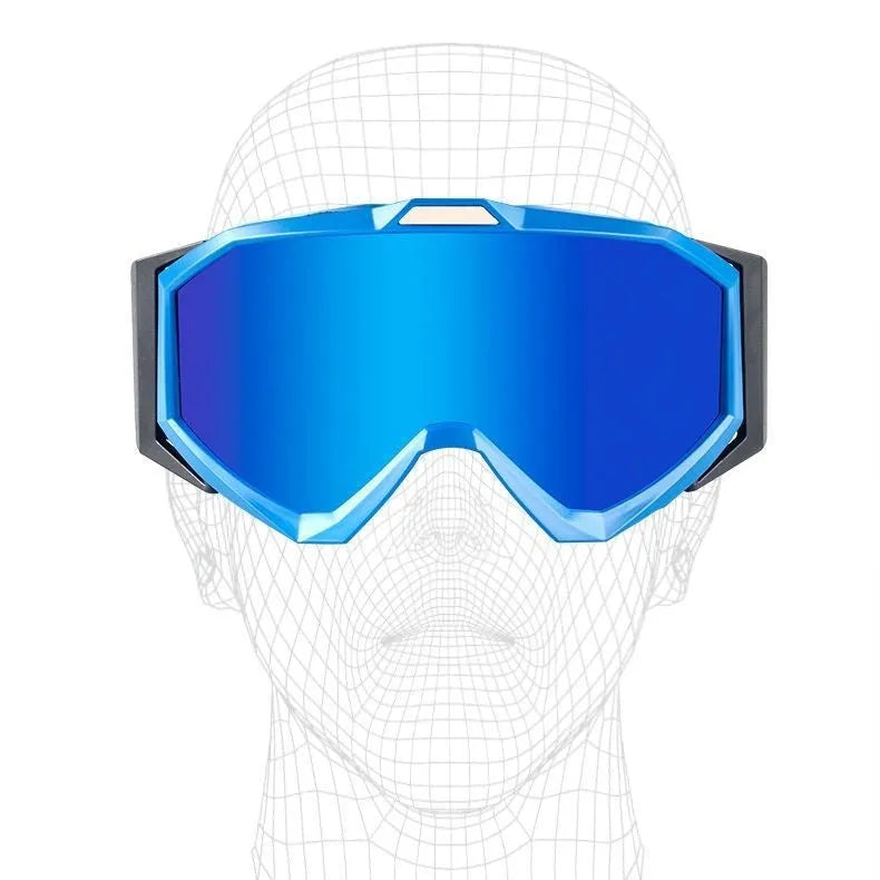 Motorcycle goggles with double-layer anti-fog lenses in black frame with grey lens option