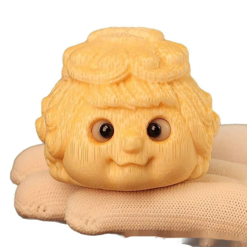 Golden toad princess ornament hand carved from solid bamboo material