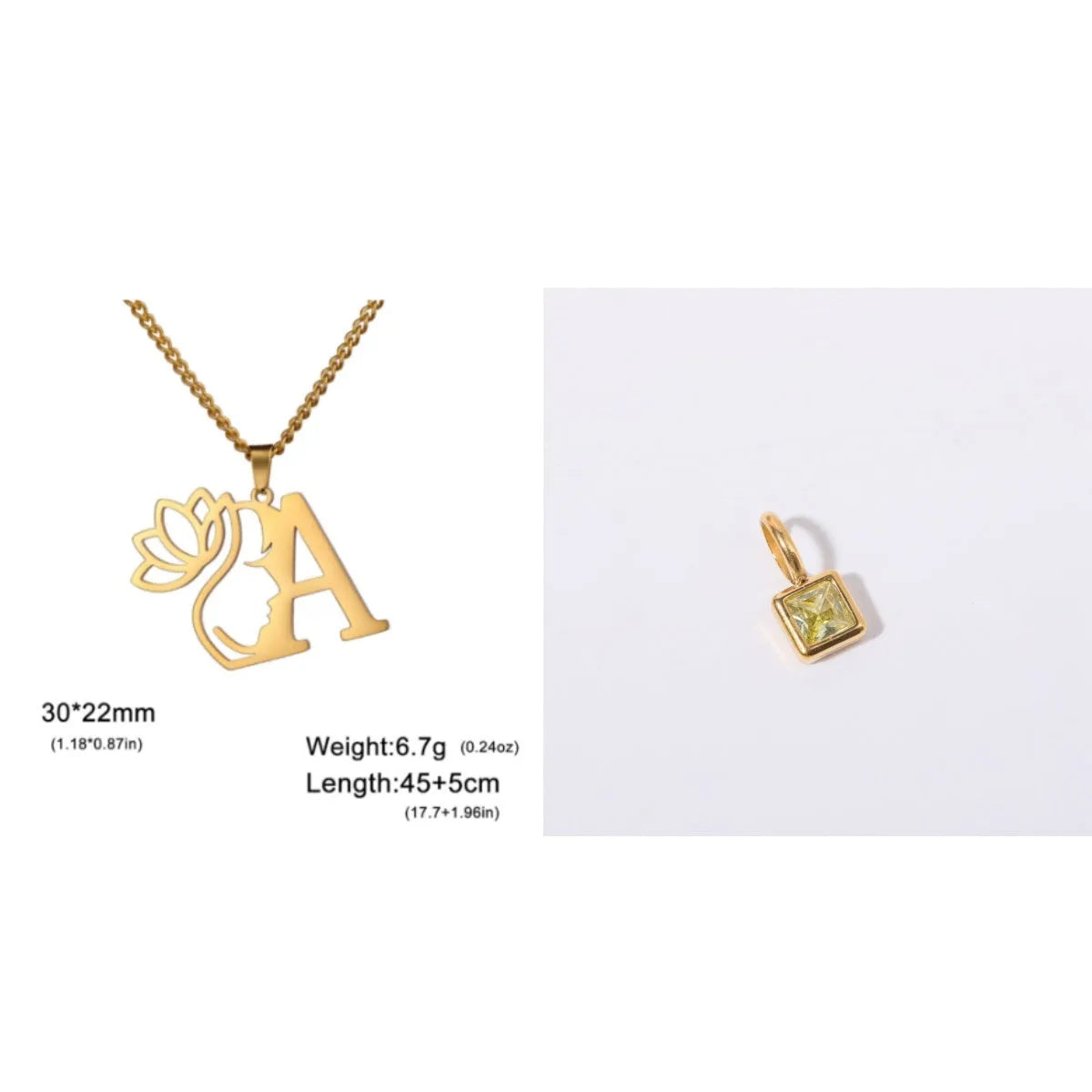 Stainless steel cross chain necklace with single pendant in gold or silver colour