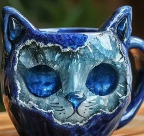 Geode crystal cat cup resin craft mug in four colour options