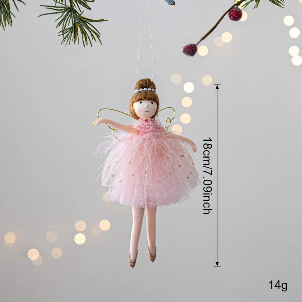 Pink and white ballet girl plush angel doll pendant with modern simplicity cloth construction