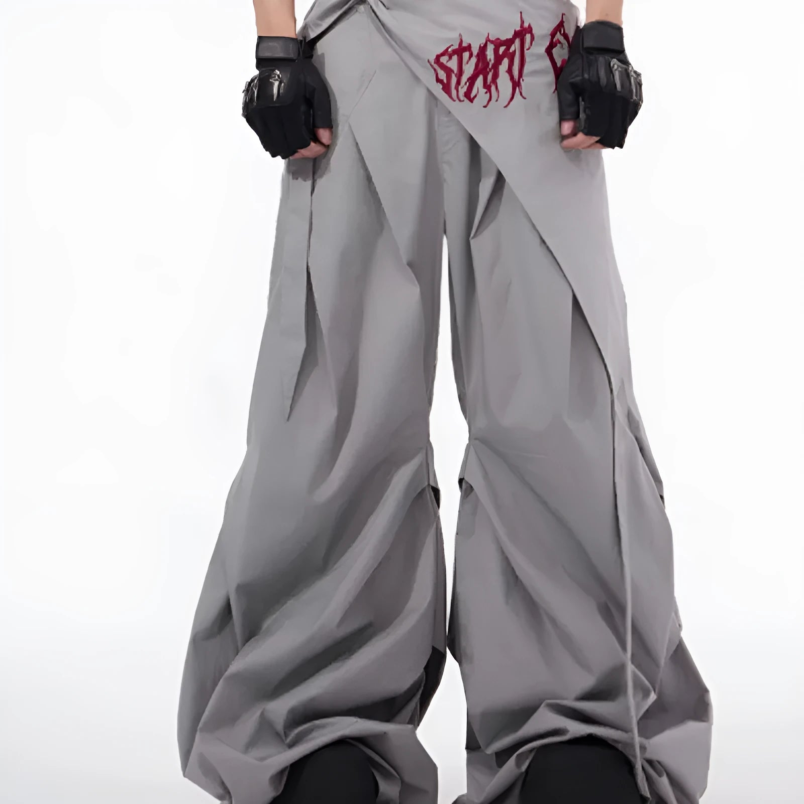 Korean style wide-leg pants for boys in black and grey solid colours