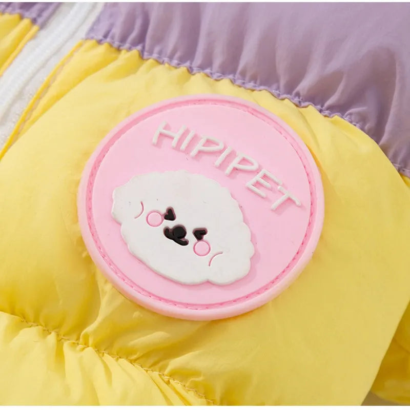 Macaron blue thickened cotton zipper pet jacket for small dogs and cats