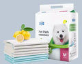 Thickened dog urine training pads showing adhesive backing and bamboo charcoal variety in multiple sizes