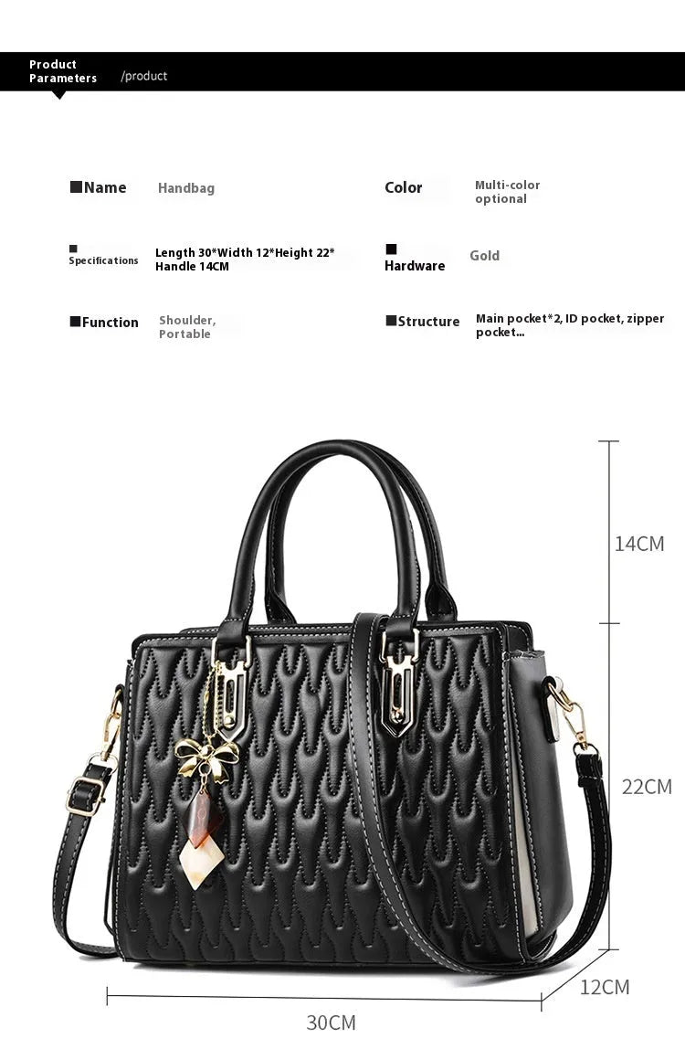 Women's large polyester shoulder messenger bag in street-trend style with pocket sandwich design