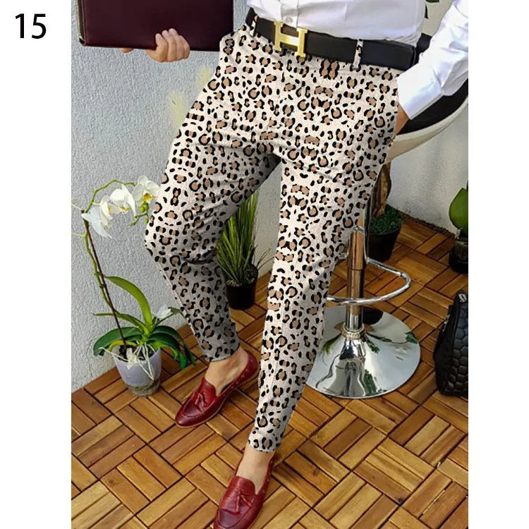 Men's slim-fit plaid trousers in RKKZ49 colour with straight leg and micro-elastic fabric.