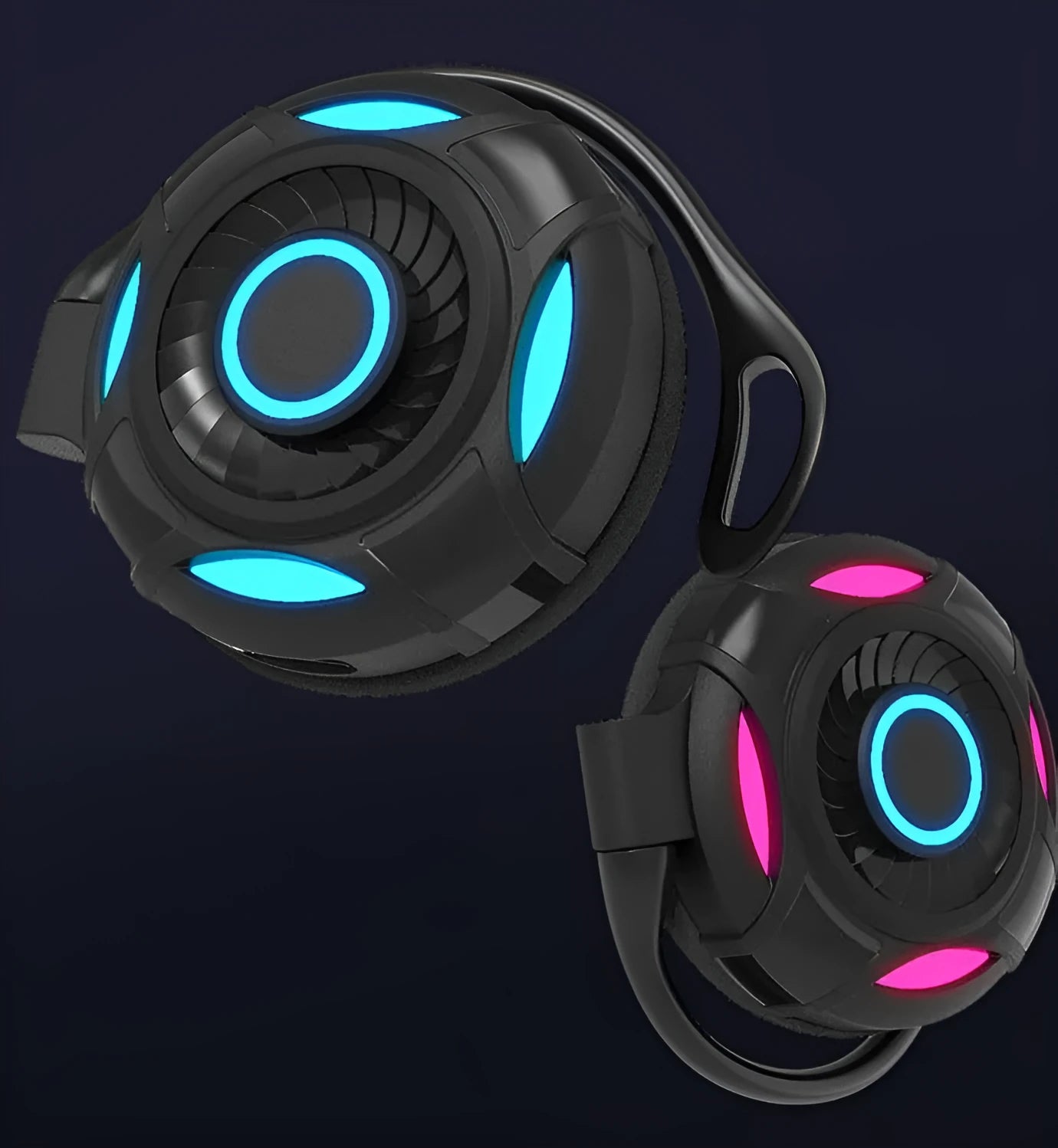 Black Bluetooth earphones with hanging ear design and USB charging cable
