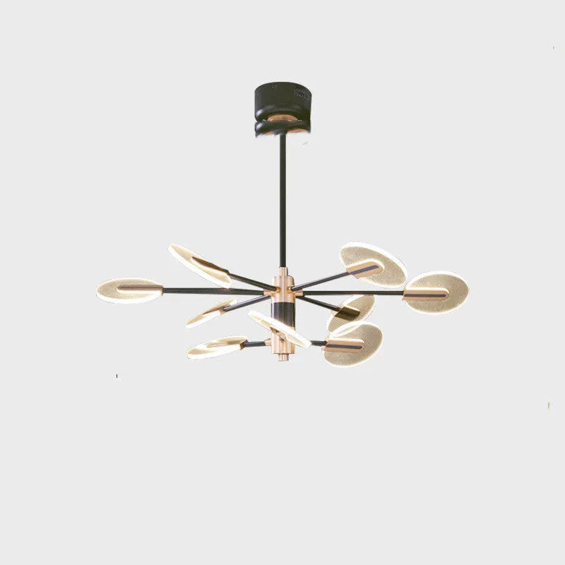 Nordic style iron frame LED chandelier with acrylic shades in a multi-head pendant lamp design.