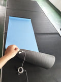 Blue conductive grounding yoga mat with plant pattern and grounding wire, size 182x61cm.