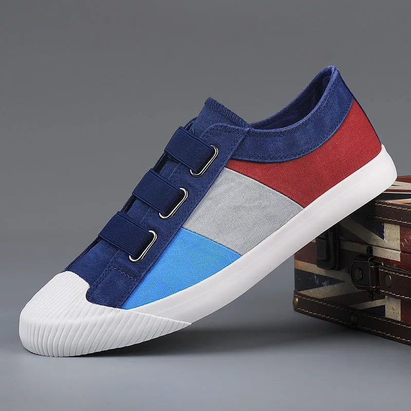 Men's low-top canvas sneakers with elastic band closure in neutral colour options