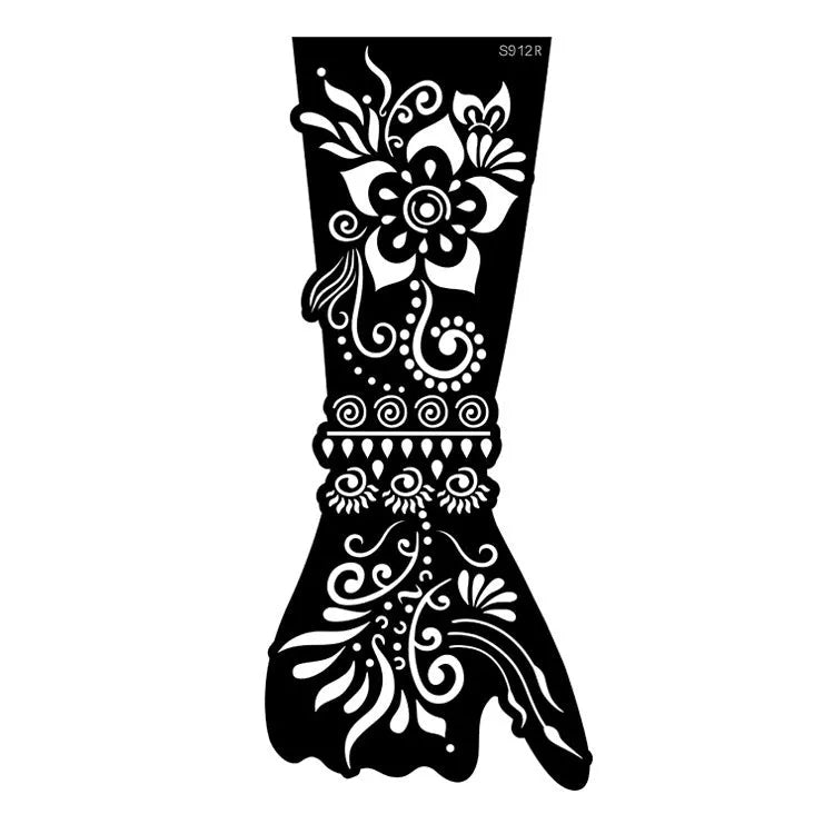 Hollow geometric tattoo sticker sheet with 30 machine-cut 3D paper carving patterns