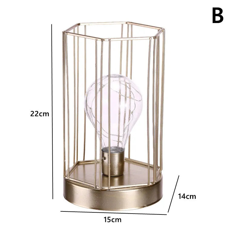 Geometric light bulb candle pendulum ornament in iron with electroplated finish