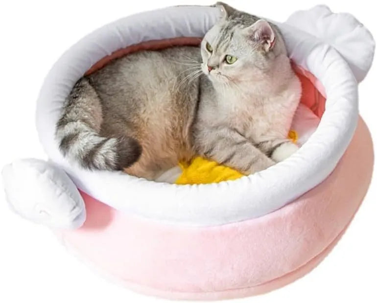 Pink honey pot magic wand shaped cat bed with a removable cushion for small pets.