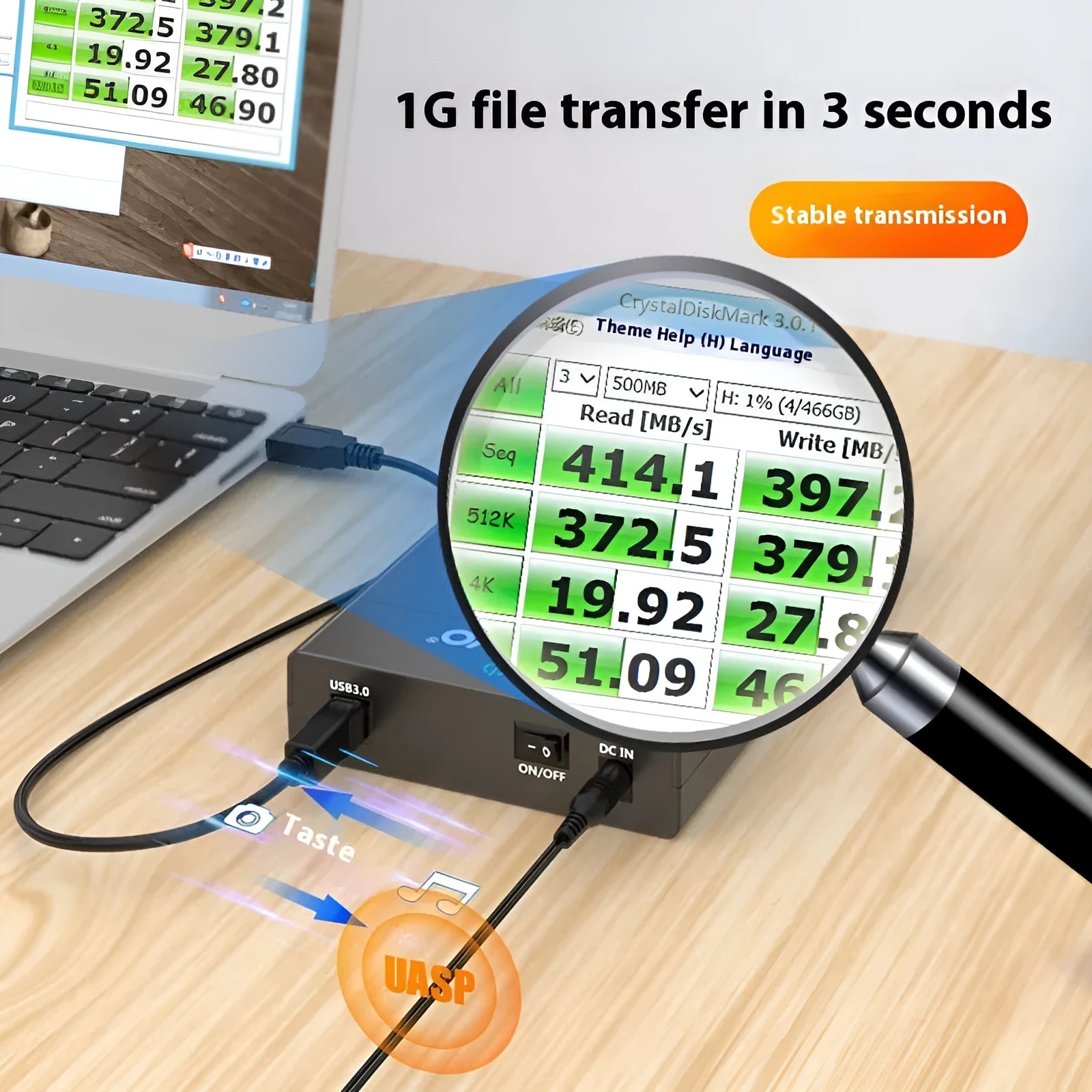 USB 3.0 external hard drive enclosure for 3.5 inch SATA hard drives with slide cover design