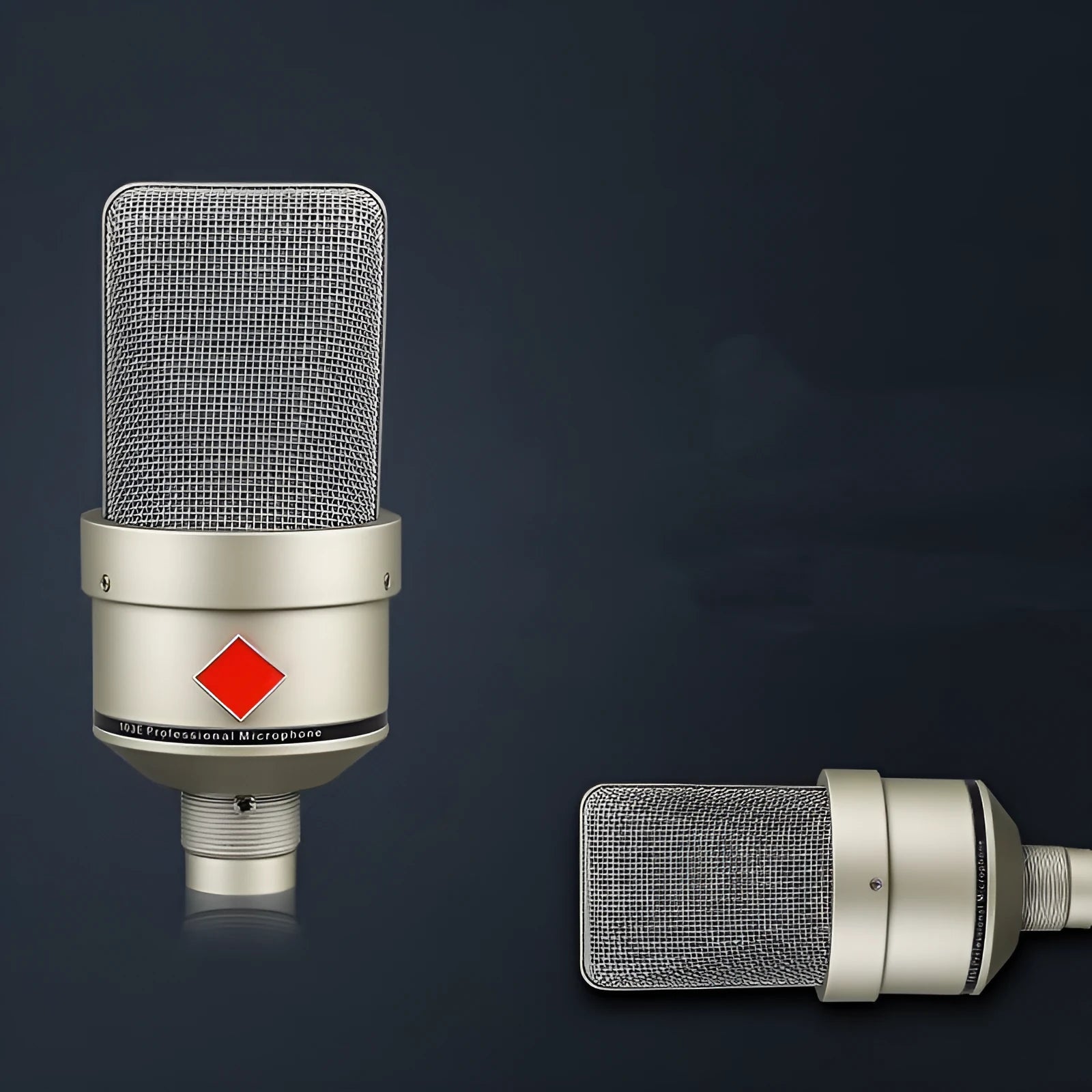 Wired condenser microphone with stand in champagne gold or black gold colour