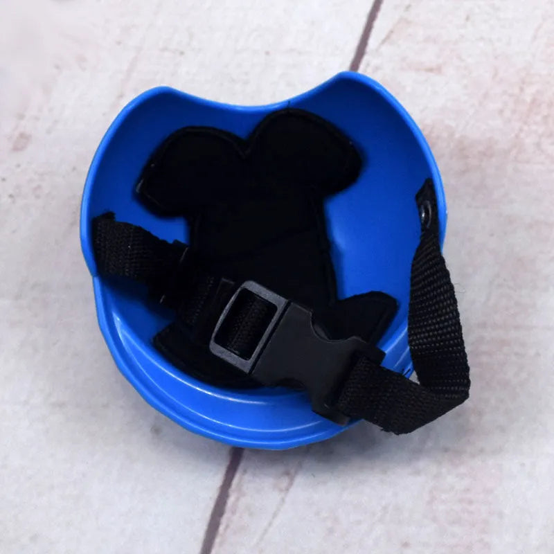 Solid colour plastic dog motorcycle helmet cap in Japanese South Korea style on a pink background.