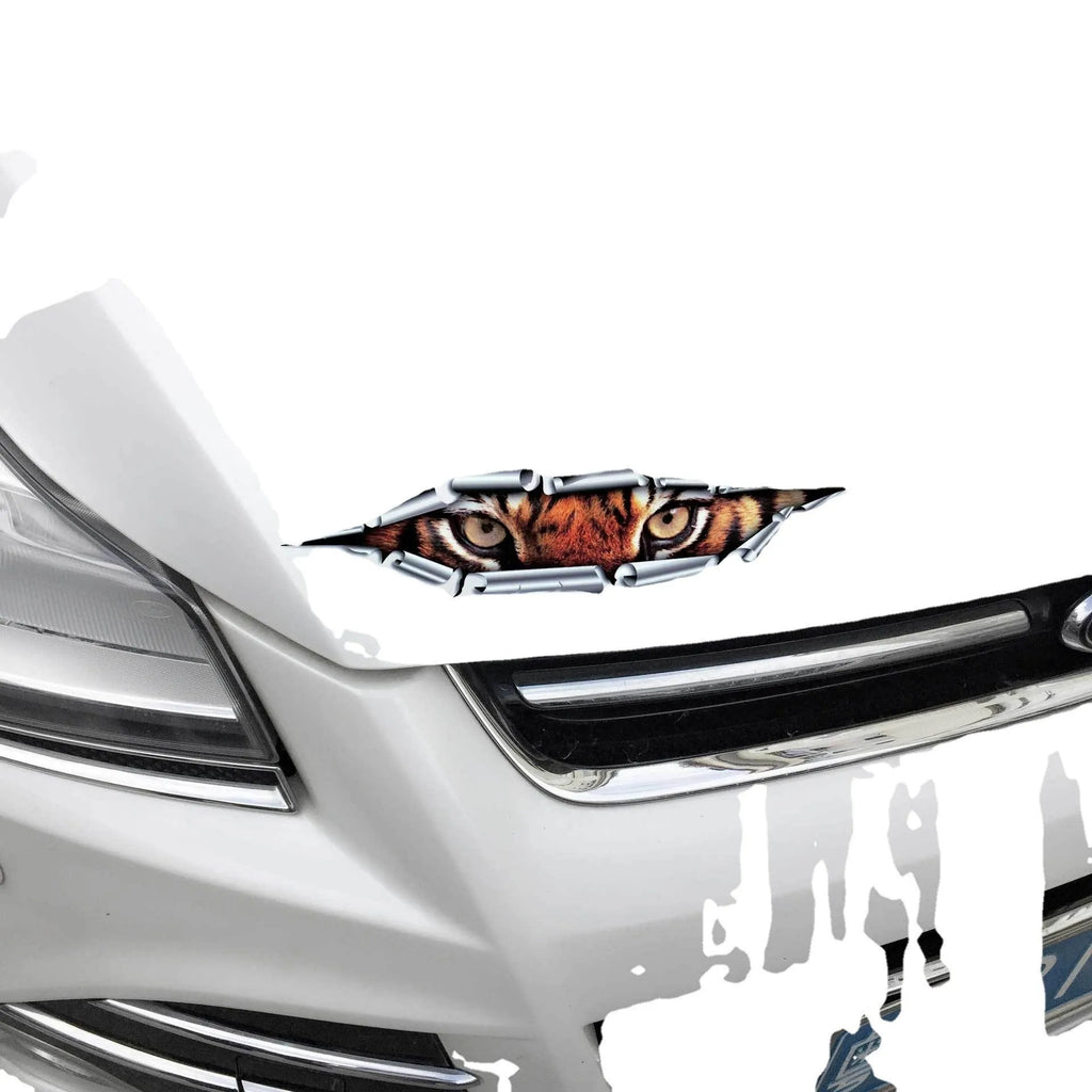 3D Tiger Eye and Eagle Eye car door decorative sticker on white background.
