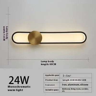 Round modern minimalist wall lamp with iron shade and warm LED light