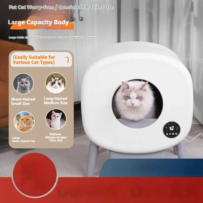 Automatic self-cleaning cat litter box with ABS plastic construction and deodorising system