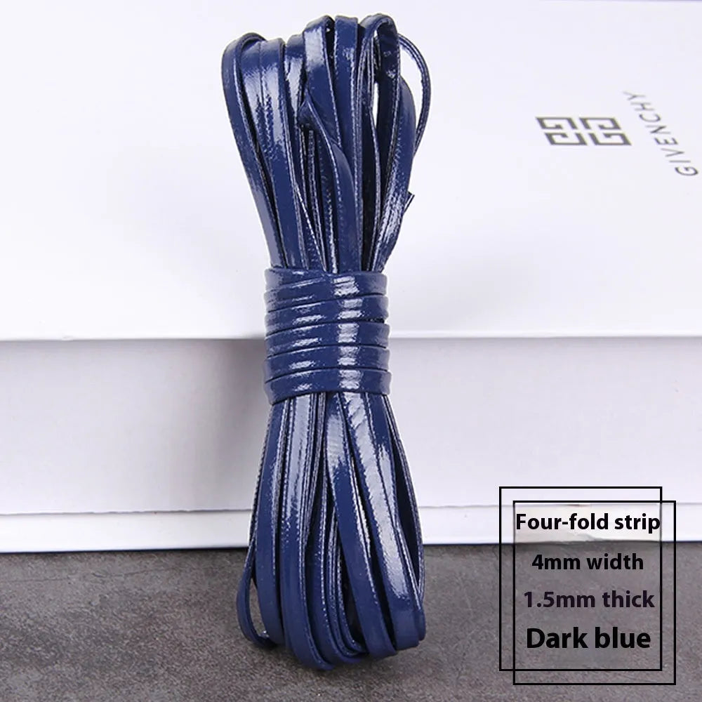 Rolls of soft PU leather weaving cord in various colours and widths for craft projects.
