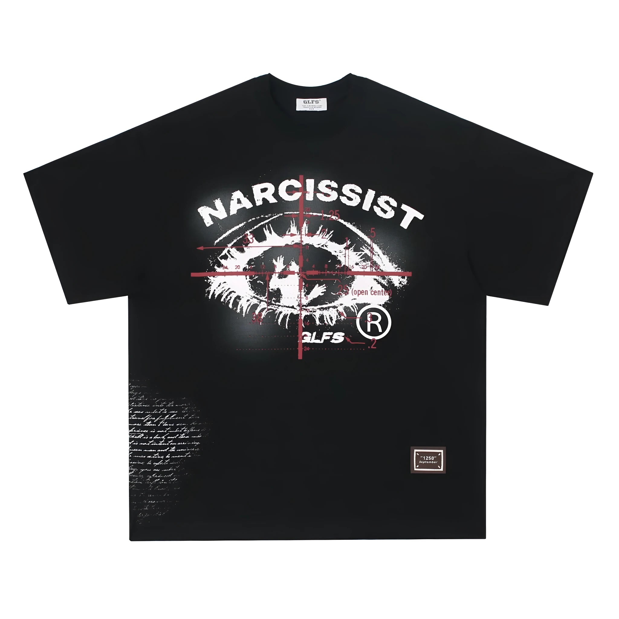 Black and white pure cotton t-shirt with retro hip hop gothic letter print for teenagers.