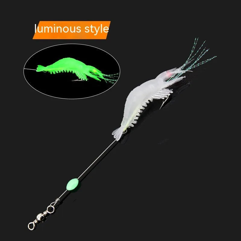 Luer soft fishing lure with hook in assorted colours including luminous variants