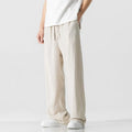 Men's bamboo fibre linen trousers in loose straight-leg cut with cropped length and drawstring waist