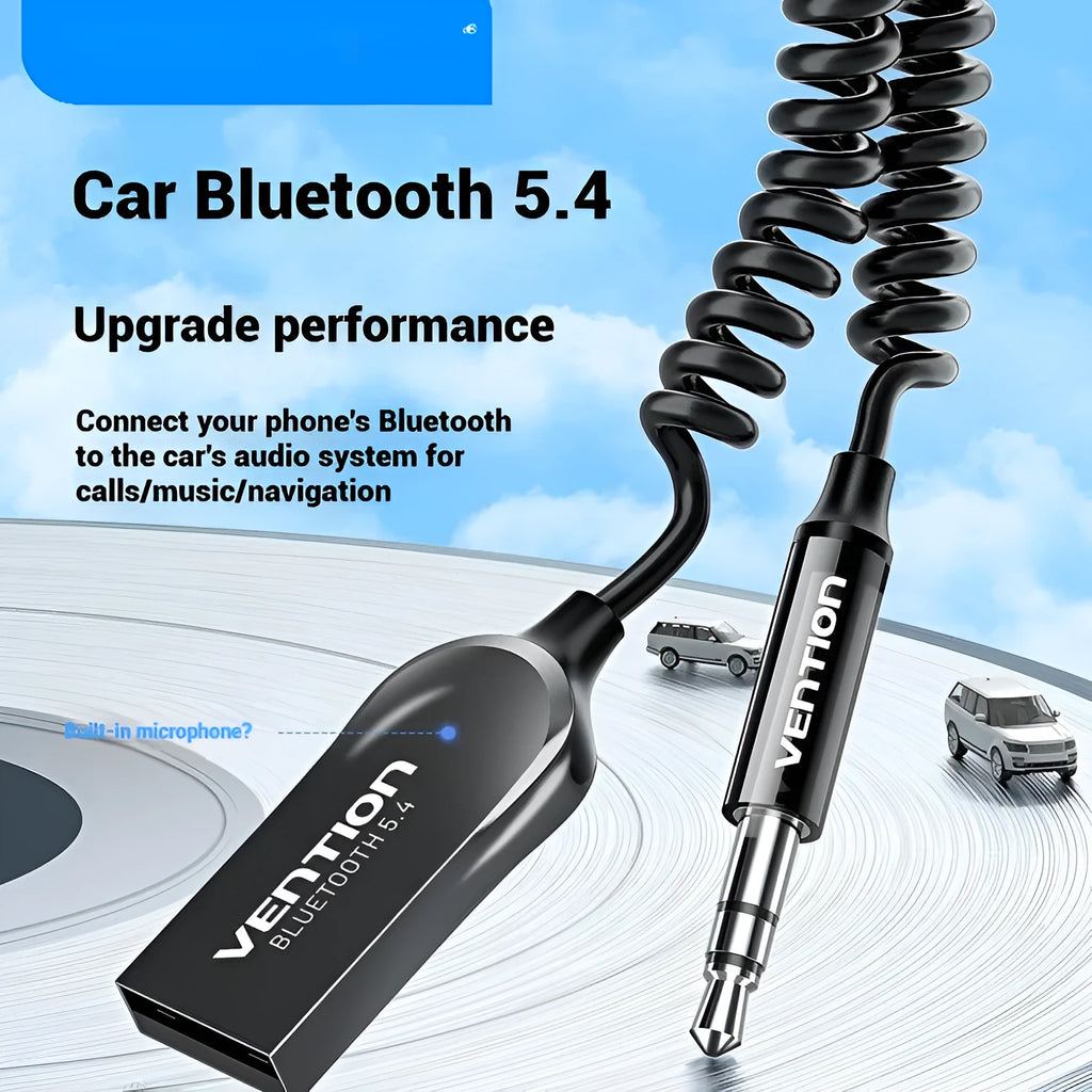 USB car Bluetooth receiver with zinc alloy USB connector and copper 3.5mm plug
