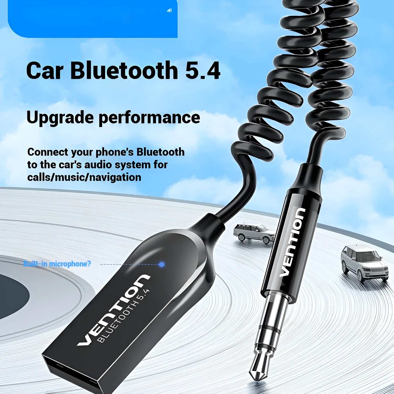 USB car Bluetooth receiver with zinc alloy USB connector and copper 3.5mm plug