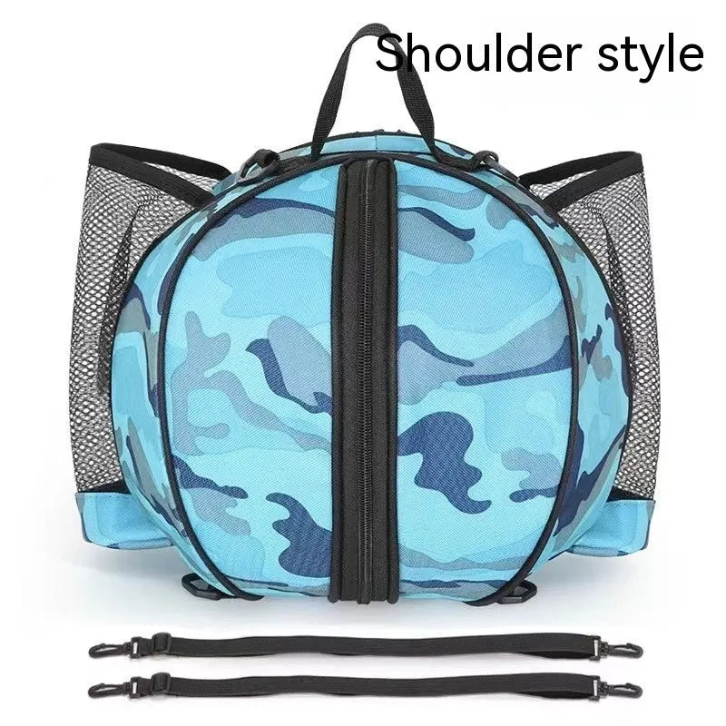 Oxford cloth basketball bag with 9L capacity showing one-shoulder and two-shoulder carrying options
