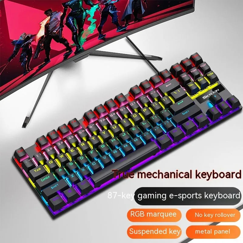 K87 mechanical gaming keyboard with metal case and choice of green or red switches