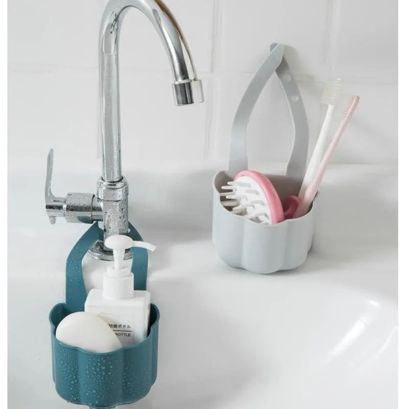 Nordic style plastic sink drain basket in dark blue colour measuring 20cm wide