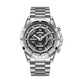 Men's casual waterproof watch with luminous dial and stainless steel strap in three colour variants.