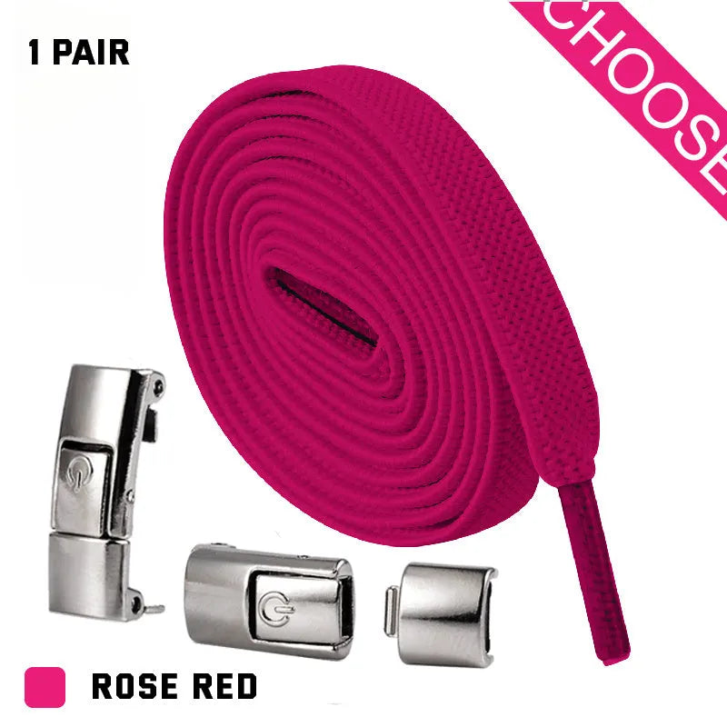 Press lock elastic shoelaces with 8mm widened flat design in various colours