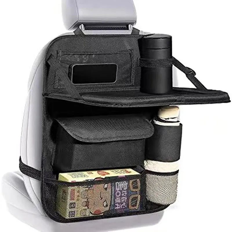 Black Oxford cloth car seat back buggy bag showing 42x30 cm hanging storage organiser