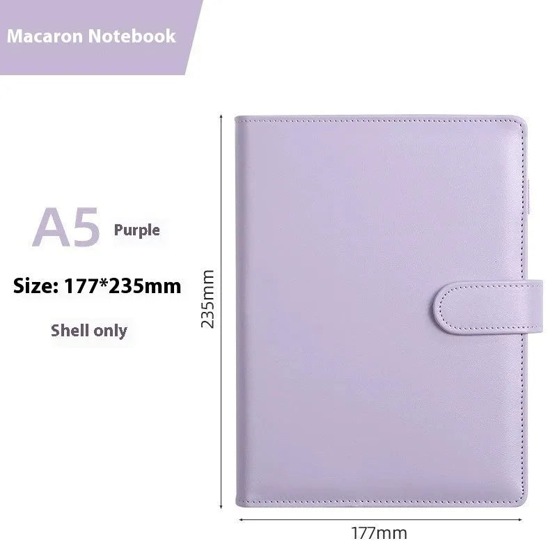 A5 PU leather notebook shell with zipper closure in solid colour options