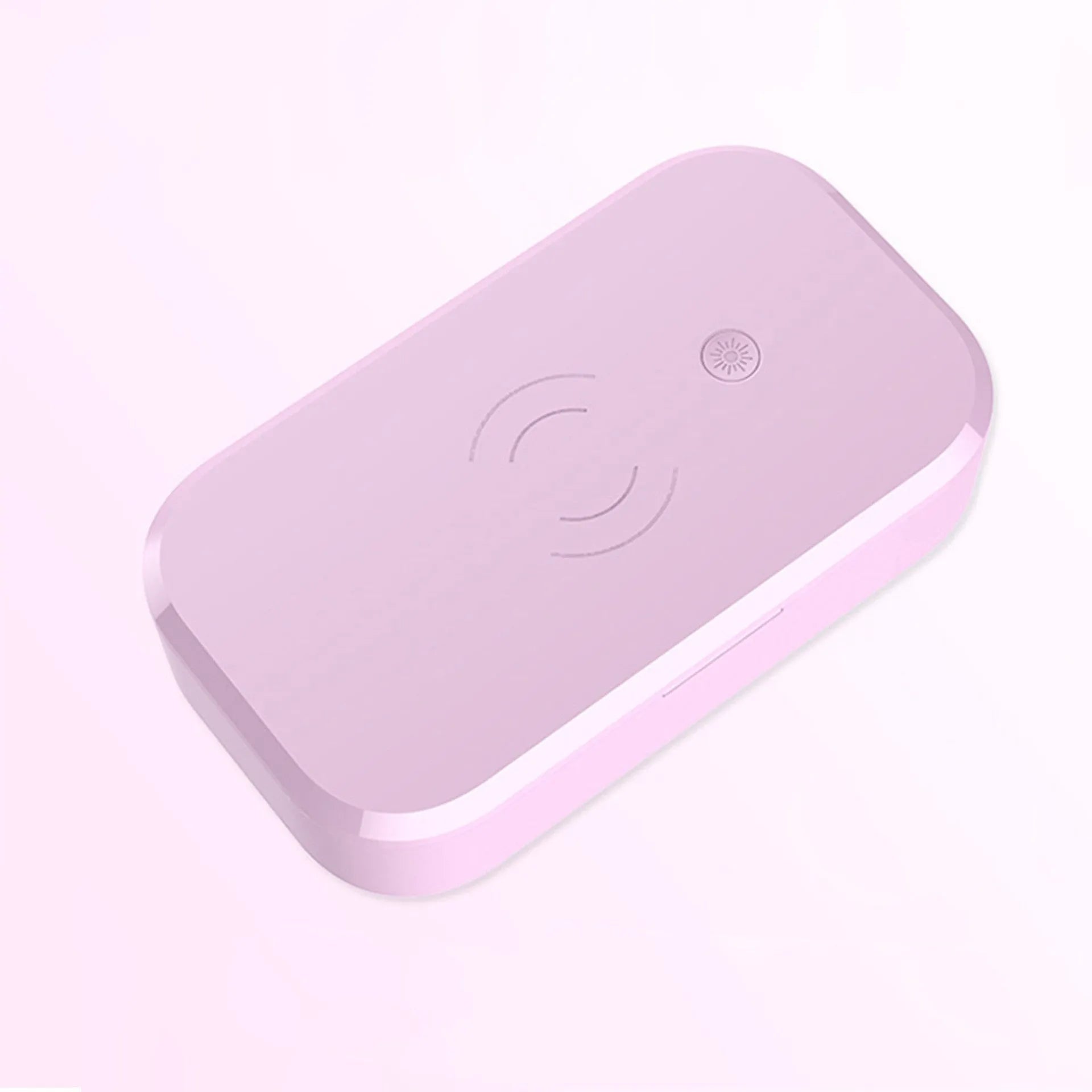White ultraviolet disinfection box with wireless charging pad for nail tools and mobile phones