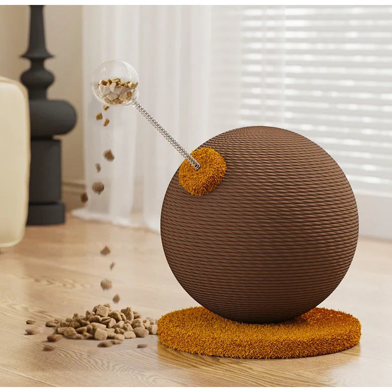 Hemp rope cat scratch board with removable toy attachment in large or small size