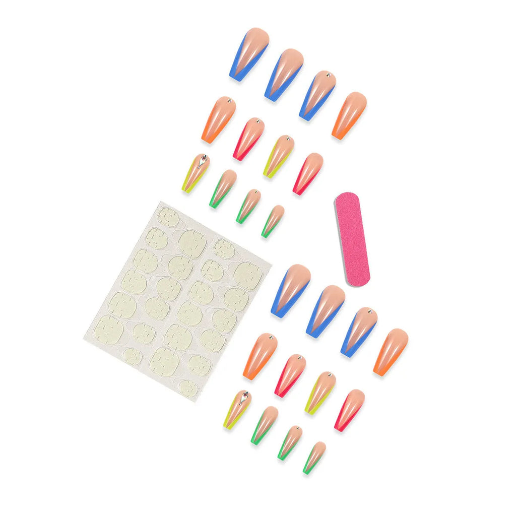 Detachable artificial nail tips with cartoon love cross heart pattern in diamond French colour BKS3037
