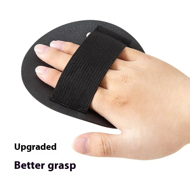 Rubber finger style massage gadget in round cake colour with bath towel