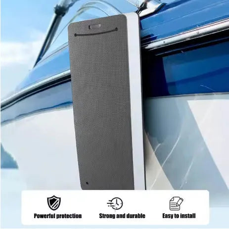 Blue and grey EVA foam marine fender for boat hull protection.