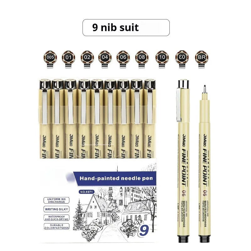 Needle pen with cartoon syringe design showing 133mm black plastic body for drawing and writing