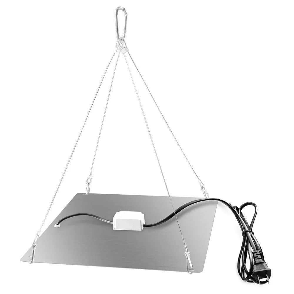 D-section aluminum LED plant grow light with hook for hanging above plants.