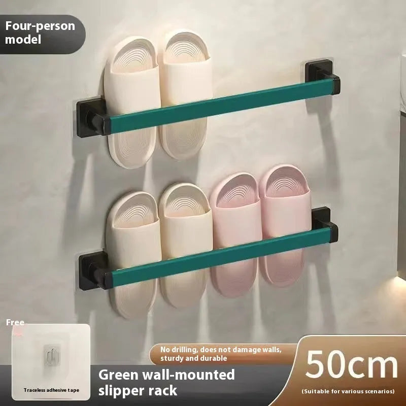 Wall-mounted bathroom slipper rack with built-in seat in Nordic style design