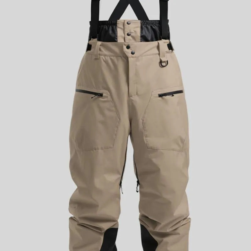 Men's waterproof ski trousers with thickened waistband strap in black colour option