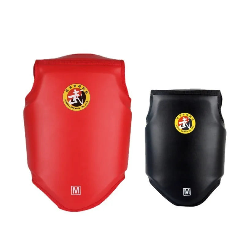 Red one-piece boxing helmet and chest protector training gear