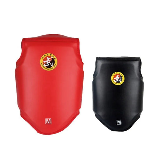 Red one-piece boxing helmet and chest protector training gear